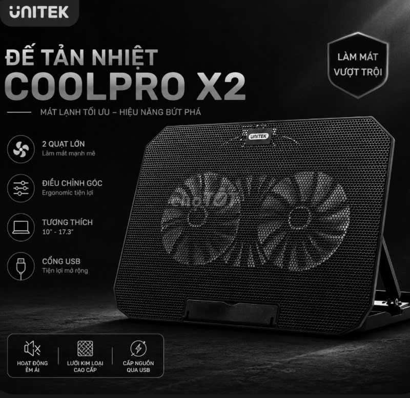 Đế tản nhiệt Unitek Coolpro X2 Đen. Mua bán Phụ kiện (Màn hình, Chuột...) tại Thành phố Thủ Đức Tp Hồ Chí Minh được đăng bởi Cũ Giá Rẻ hình 1
