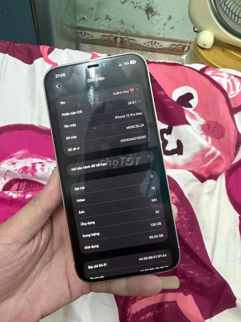 Apple iPhone 12 Pro Max 128GB Trắng Đã sử dụng. Mua bán Điện thoại tại Quận Hai Bà Trưng Hà Nội được đăng bởi Xuân Huy hình 1