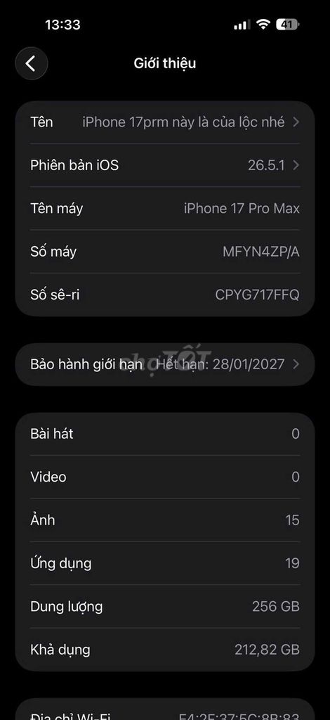 Apple iPhone 17 Pro Max 256GB Cam. Mua bán Điện thoại tại Thành phố Biên Hòa Đồng Nai được đăng bởi minh hiếu hình 1