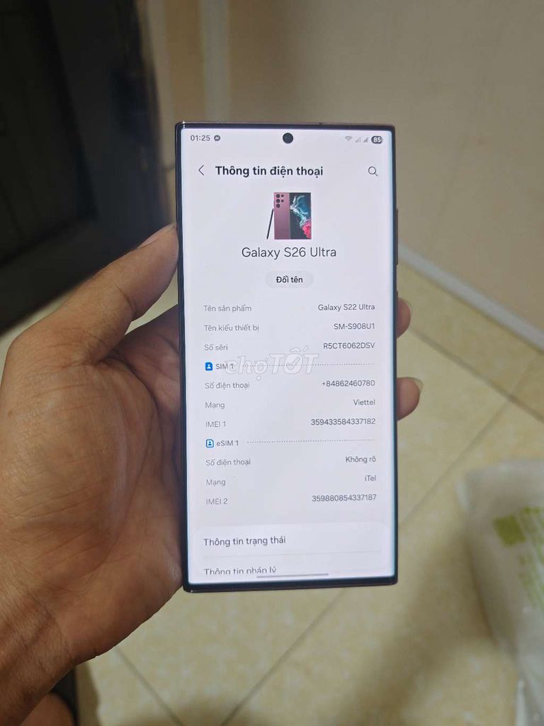 Samsung Galaxy S22 Ultra 128GB Mỹ. Mua bán Điện thoại tại Huyện Gia Lâm Hà Nội được đăng bởi  Nguyễn  hình 1