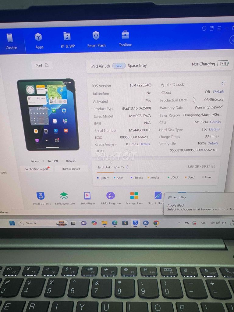 ipad air 5 64wf đẹp keng pin 100 sạc 33l