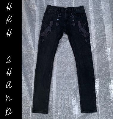 Quần jeans đen thêu đẹp TOPMAN(ANH)-sz 31-FREESHIP