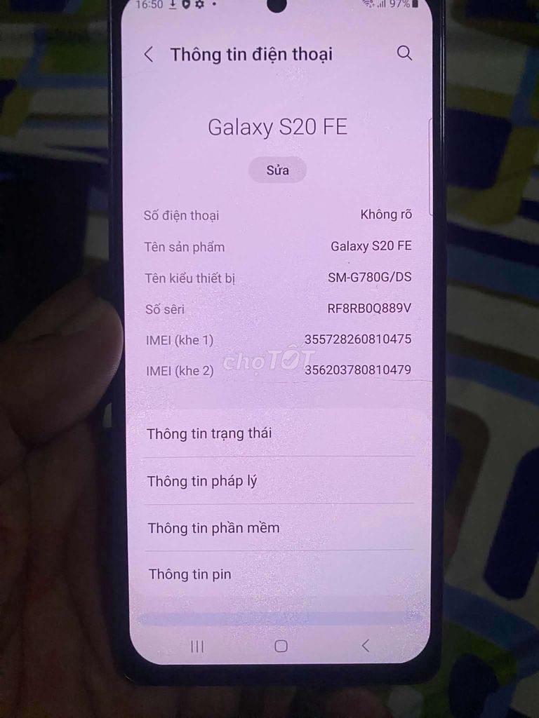 Samsung Galaxy S20 FE 8GB/256GB Đen. Mua bán Điện thoại tại Thành phố Thủ Đức Tp Hồ Chí Minh được đăng bởi Tamthien hình 1