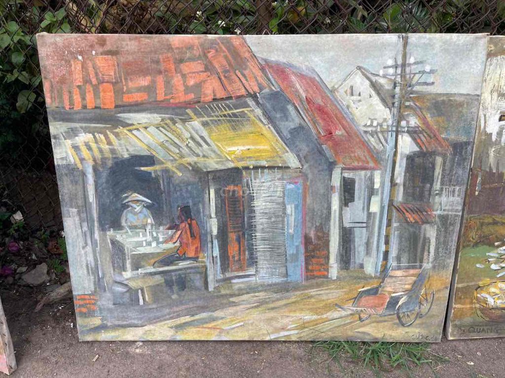 Tranh sơn dầu nghệ thuật cũ , kt: 80 x 100 cm/ bưc. Mua bán Đồ sưu tầm, đồ cổ tại Quận Hoàng Mai Hà Nội được đăng bởi Nam Đồ Xưa hình 1