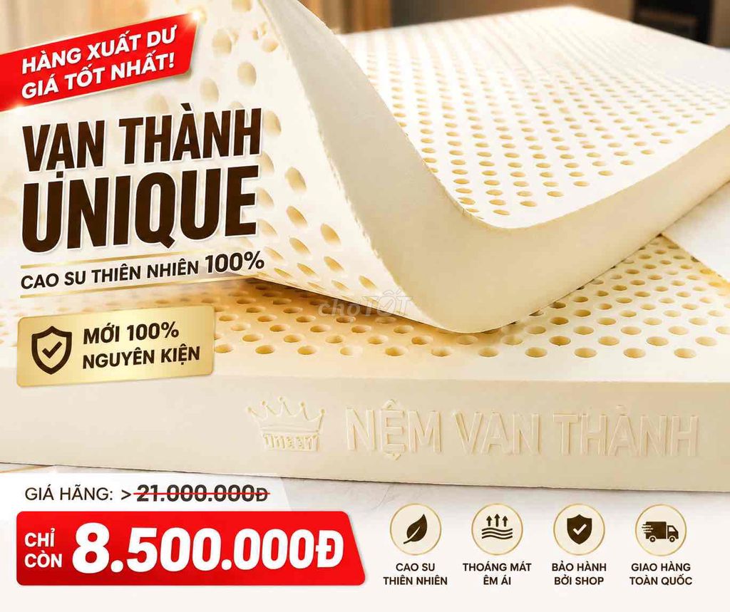 Nệm Vạn Thành UNIQUE cao su tự nhiên dày 10p x 1m8. Mua bán Giường, chăn ga gối nệm tại Quận Tân Bình Tp Hồ Chí Minh được đăng bởi Nệm Vạn Thành hình 1