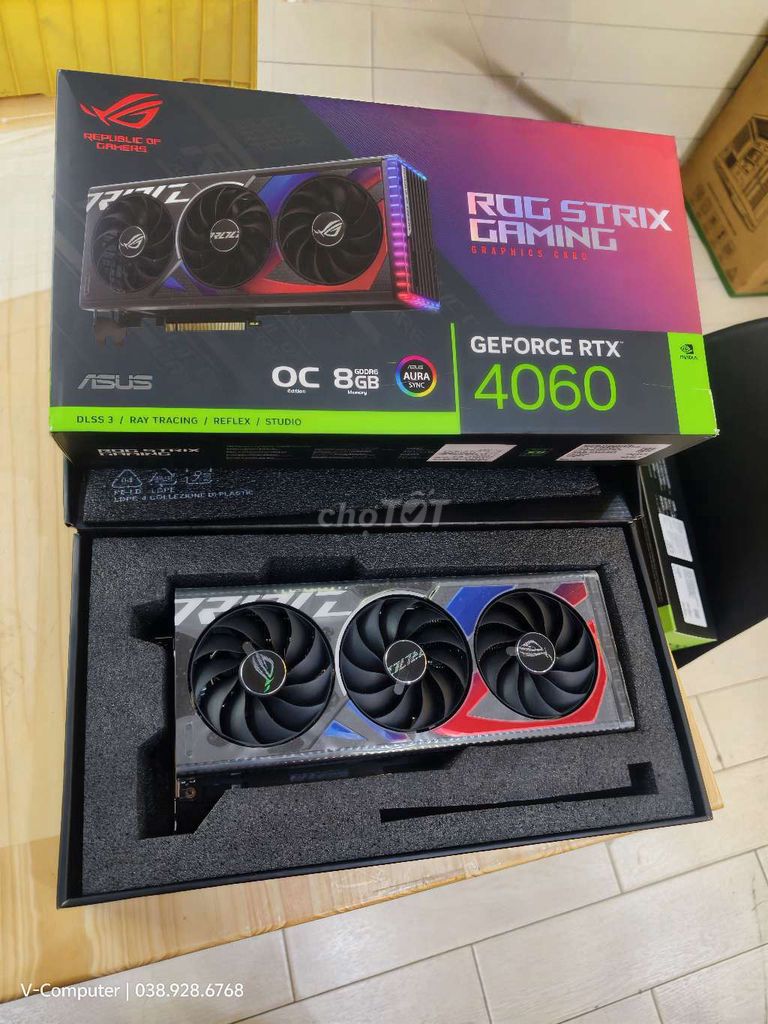 Card đồ họa ASUS ROG Strix RTX 4060 8GB Đen Mới. Mua bán Linh kiện (RAM, Card...) tại Thành phố Đà Lạt Lâm Đồng được đăng bởi Vương Nguyễn hình 1
