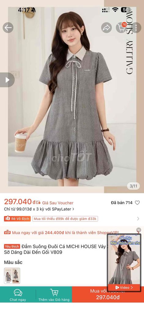 Đầm suông MICHII HOUSE Nữ Ghi L Vải. Mua bán Quần áo tại Quận Hoàng Mai Hà Nội được đăng bởi Vy Trần Thanh hình 1