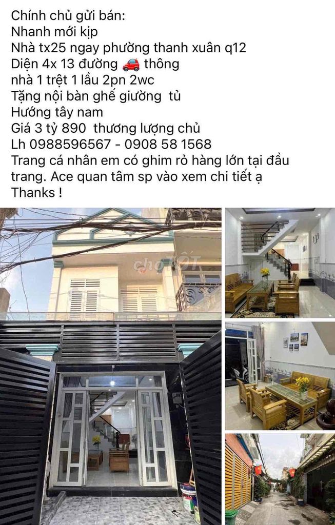 12 CĂN TL TX VÀ HIỆP THÀNH Q12 TỪ 3 ĐẾN 5 TỶ