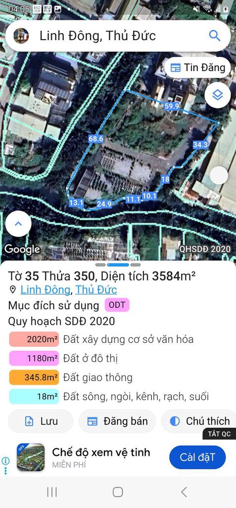 đất cách đường vành đai 2 chưa tới 60m, đường oto