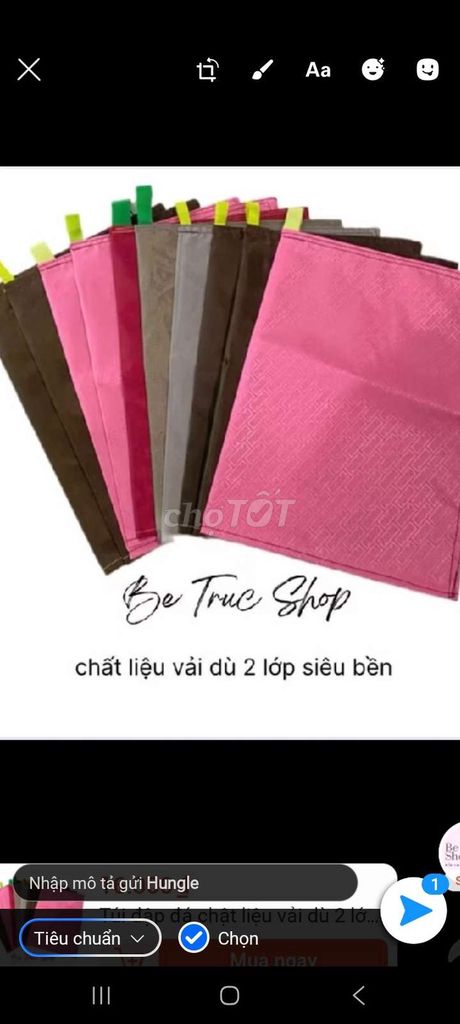 Túi đập đá Vải dù 2 lớp. Mua bán Sở thích khác tại Thị xã Cai Lậy Tiền Giang được đăng bởi Tên chưa cung cấp hình 1