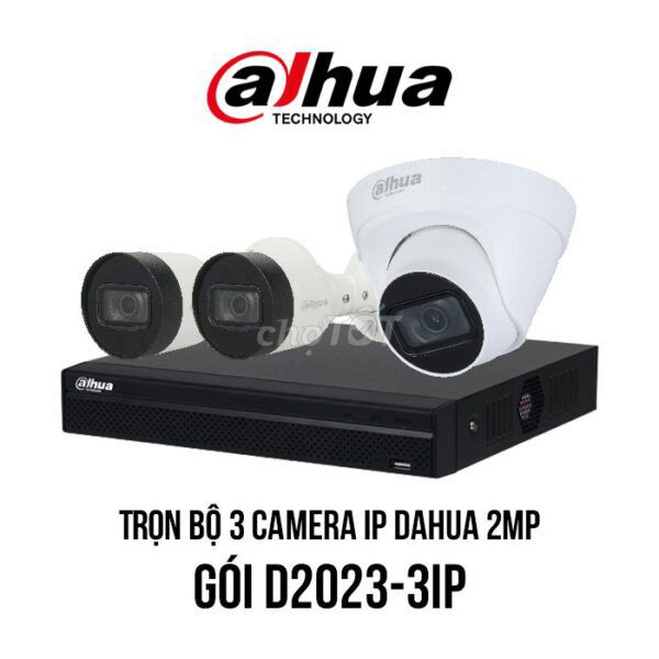 Trọn bộ 3 camera IP Dahua 2MP giá rẻ thạch thất