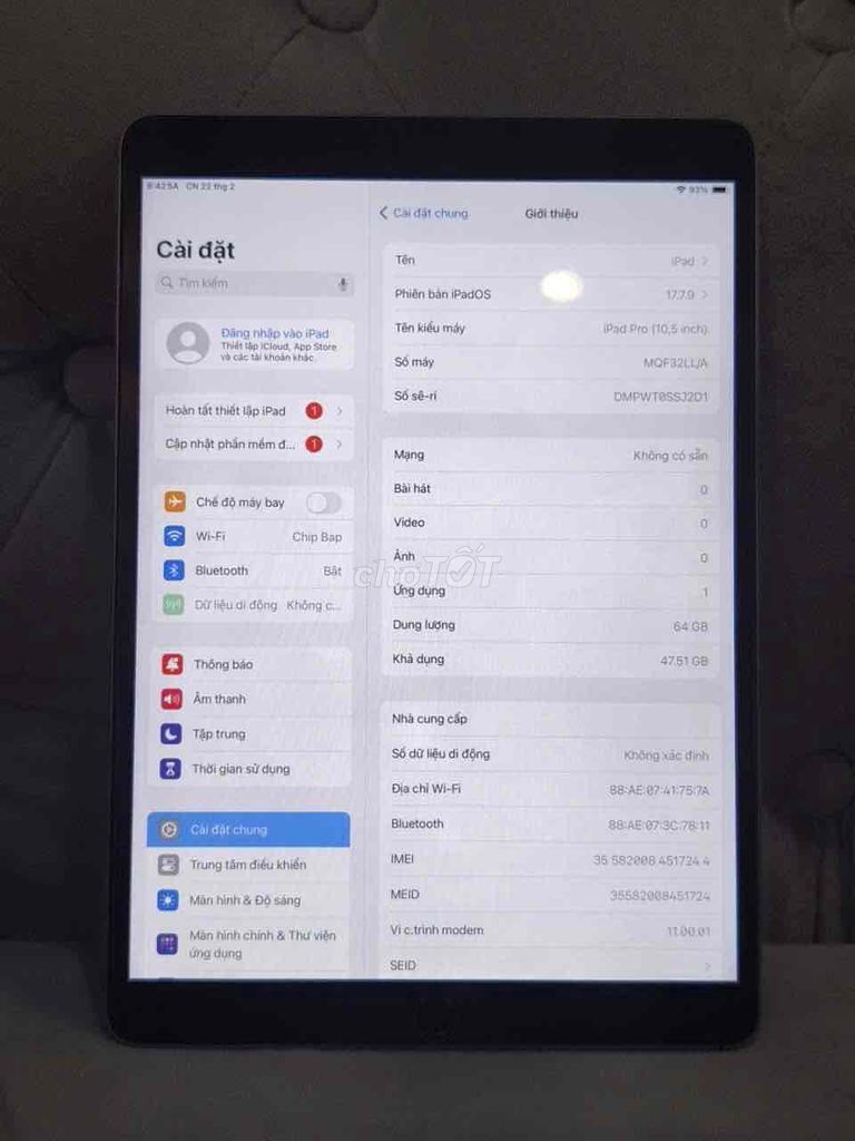 Apple iPad Pro 10.5 inch 64GB Xám. Mua bán Máy tính bảng tại Huyện Mỹ Xuyên Sóc Trăng được đăng bởi Khang Nguyên hình 1