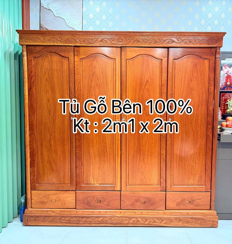 Tủ quần áo gỗ bên 4 cánh Nâu. Mua bán Tủ, kệ gia đình tại Thành phố Cao Lãnh Đồng Tháp được đăng bởi Tuấn kiệt hình 1