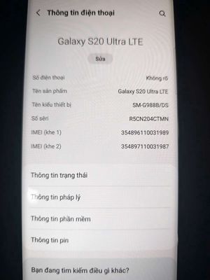 bán Samsung S20 Ultra ram 12/128gb còn đẹp