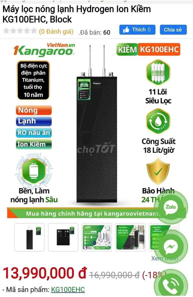 Máy lọc nước Kangaroo ion kiềm KG100EHC Đen. Mua bán Bếp, lò, đồ điện nhà bếp tại Quận Nam Từ Liêm Hà Nội được đăng bởi duy vũ hình 1