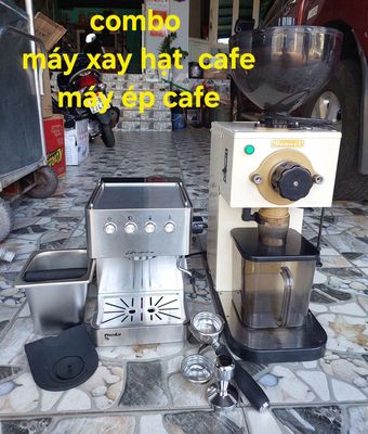 Combo máy xay hạt cafe và máy ép cafe