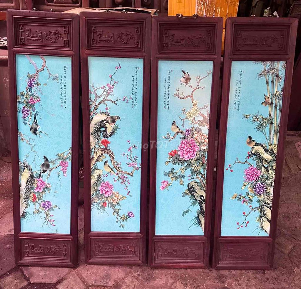 tranh sứ khung lim, kt 27x107cm giá 1,6 triệu