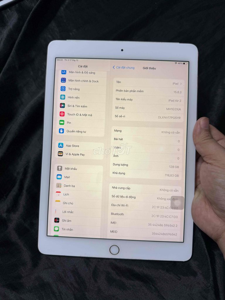 ipad air2 128gb 4g còn đẹp pin 100%