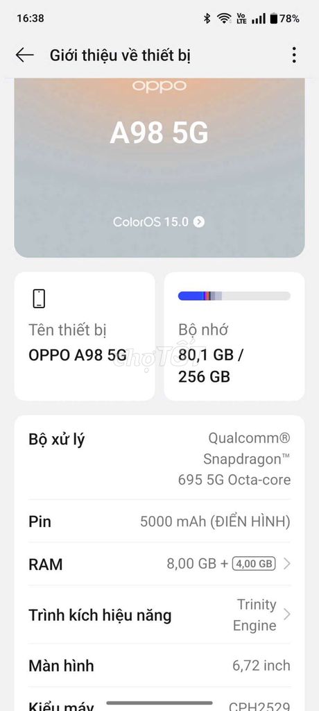 OPPO A98 5G 256GB Xanh. Mua bán Điện thoại tại Thành phố Cà Mau Cà Mau được đăng bởi chau tu hình 1