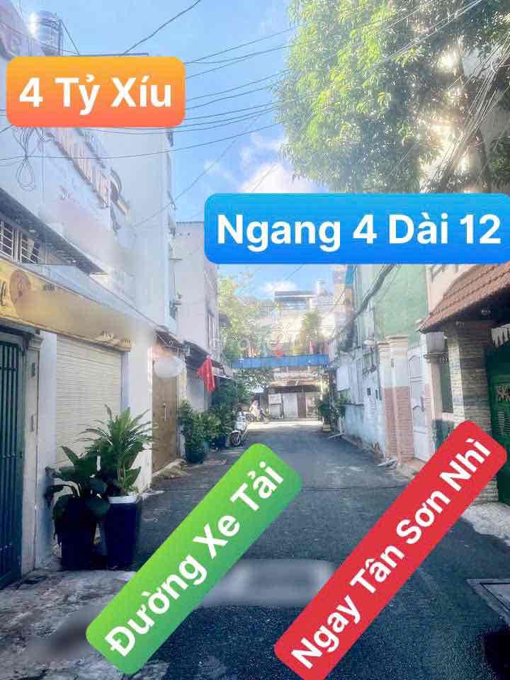 Ngay Tân Sơn Nhì - Đường Xe Tải - Nhà Đúc 2 Tầng, cạnh Âu Cơ, DT: 4x1