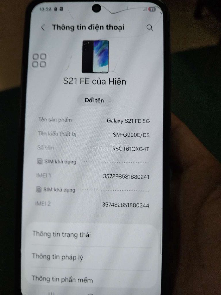 Samsung Galaxy S21 FE 5G Vỡ kính. Mua bán Điện thoại tại Huyện Thanh Trì Hà Nội được đăng bởi Hưng Vũ hình 1