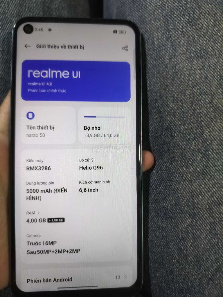 Realme Narzo 50 64GB Xanh. Mua bán Điện thoại tại Quận Nam Từ Liêm Hà Nội được đăng bởi Như Tâm hình 1
