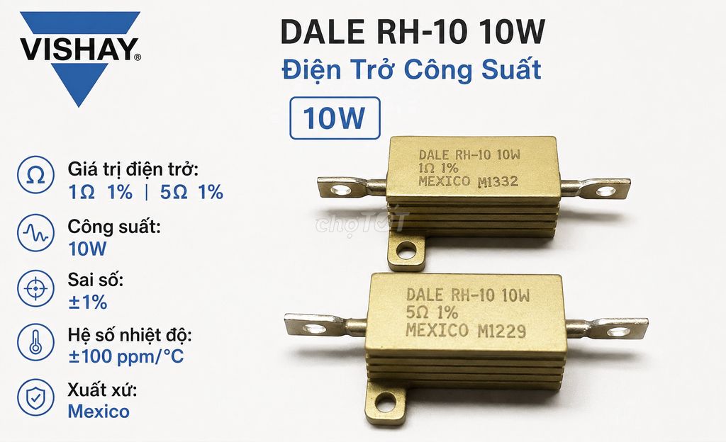 Điện trở Vishay Dale RH-10 10W 1Ω, 5Ω ±1%. Mua bán Linh kiện (RAM, Card...) tại Thành phố Thủ Đức Tp Hồ Chí Minh được đăng bởi zane hình 1