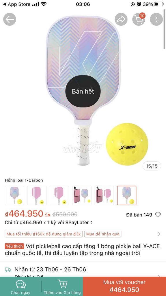 Thanh lý vợt Pickleball tặng kèm 1 banh
