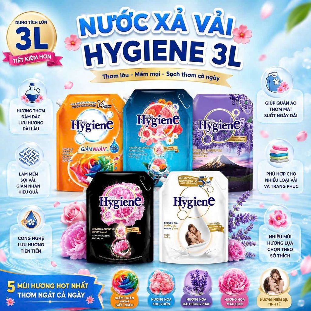 Nước xả vải Hygiene 3L. Mua bán Thiết bị vệ sinh, nhà tắm tại Quận Bình Thuỷ Cần Thơ được đăng bởi Nhà Phân Phối Tổng Hợp Yến Ngọc hình 1