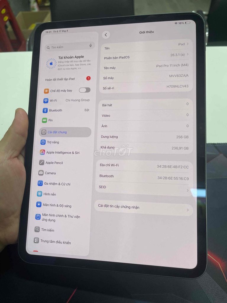 Apple iPad Pro 11 inch M4 256GB Keng Full. Mua bán Máy tính bảng tại Quận Gò Vấp Tp Hồ Chí Minh được đăng bởi Chí Hướng Group  hình 1