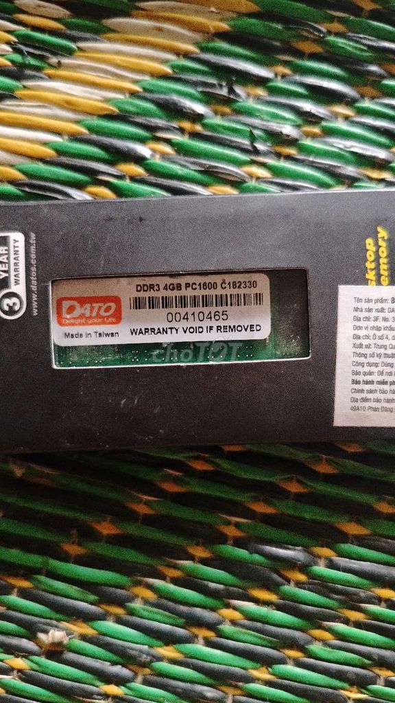 RAM DATO DDR3 4GB PC1600 Đài Loan 3 năm. Mua bán Linh kiện (RAM, Card...) tại Huyện Mường La Sơn La được đăng bởi an hình 1