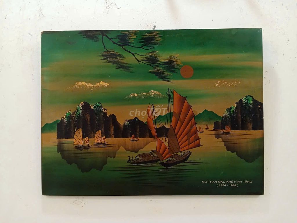 Tranh sơn mài Đêm trăng trên biển 1994 40x30 cm. Mua bán Đồ sưu tầm, đồ cổ tại Quận Hoàng Mai Hà Nội được đăng bởi Mai Xuân Tình hình 1