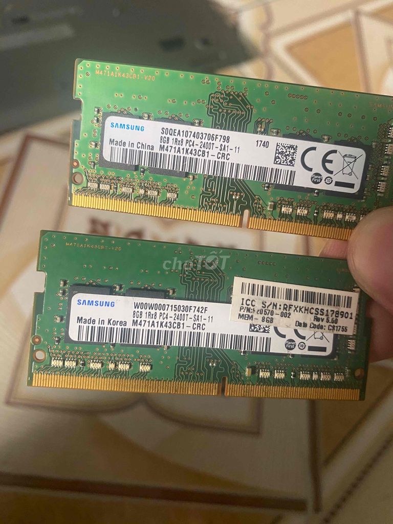 Cặp Ram 8G Samsung ddr4 Bus 2400mhz zin