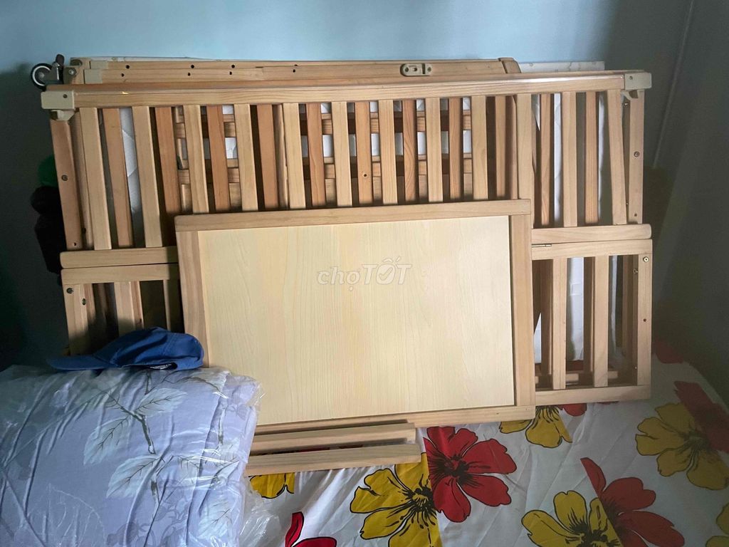 Nôi gỗ Chilux 6 in 1 + Đệm cũi xơ dừa