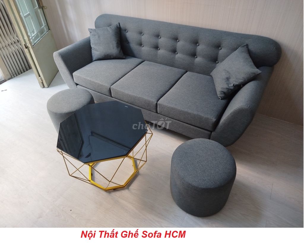 Bộ bàn ghế sofa băng 1m9 màu xanh nhung ở Sài Gòn. Mua bán Bàn ghế tại Quận 8 Tp Hồ Chí Minh được đăng bởi Thế Giới Sofa Phước Nguyễn hình 4