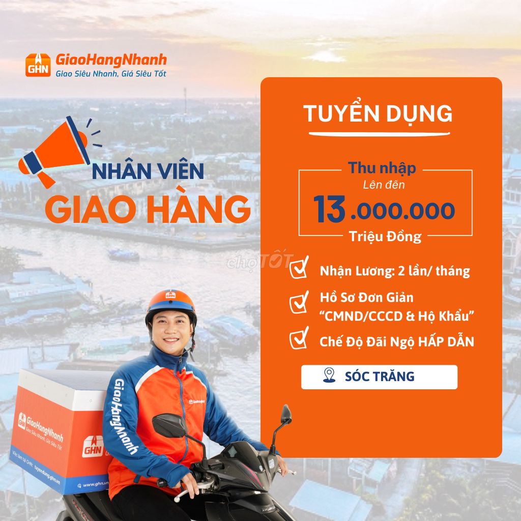 [THẠNH TRỊ - SÓC TRĂNG] Tuyển nhân viên giao hàng