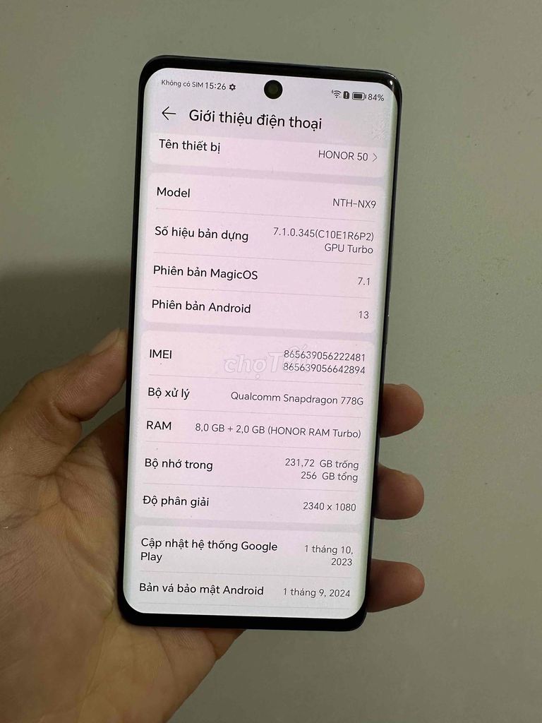 Honor 50 Ram 10GB Bộ Nhớ 256GB Bạc Màn Oled zin. Mua bán Điện thoại tại Thành phố Vĩnh Long Vĩnh Long được đăng bởi Phúc Long hình 1