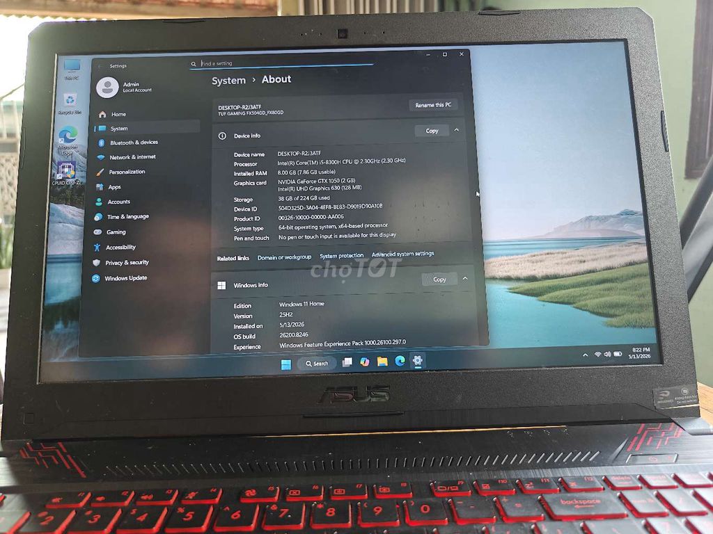 Asus TUF Gaming FX504GD i5 8300H. Mua bán Laptop tại Thành phố Hội An Quảng Nam được đăng bởi hoang hình 1
