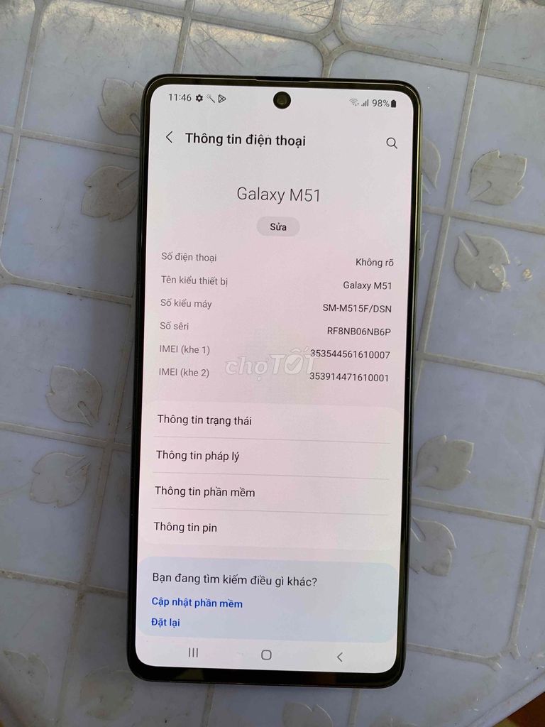 Samsung M51 8/128GB Đen pin 7000. Mua bán Điện thoại tại Quận Bình Tân Tp Hồ Chí Minh được đăng bởi lê quốc chương hình 1