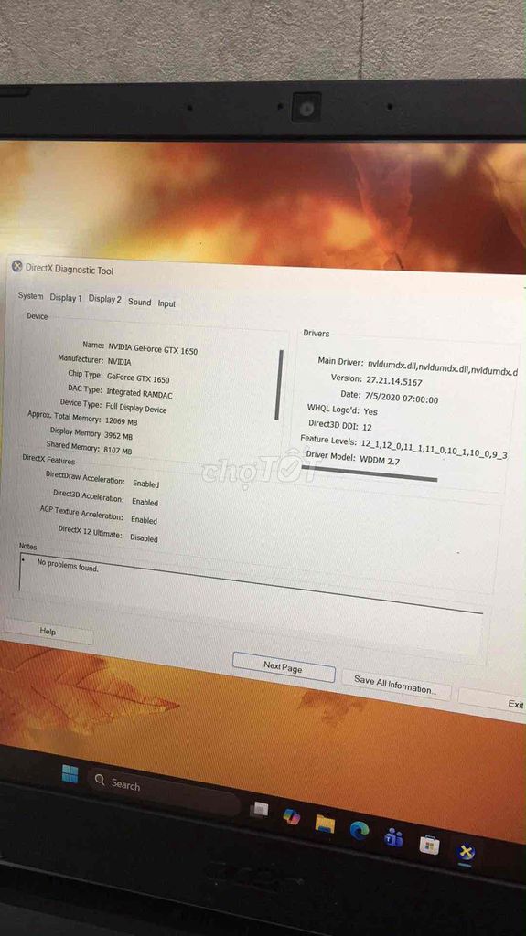 Acer Nitro AN515-55 i5-10300H 16GB GTX 1650. Mua bán Laptop tại Quận Cầu Giấy Hà Nội được đăng bởi Đinh Thanh Hoàng hình 1