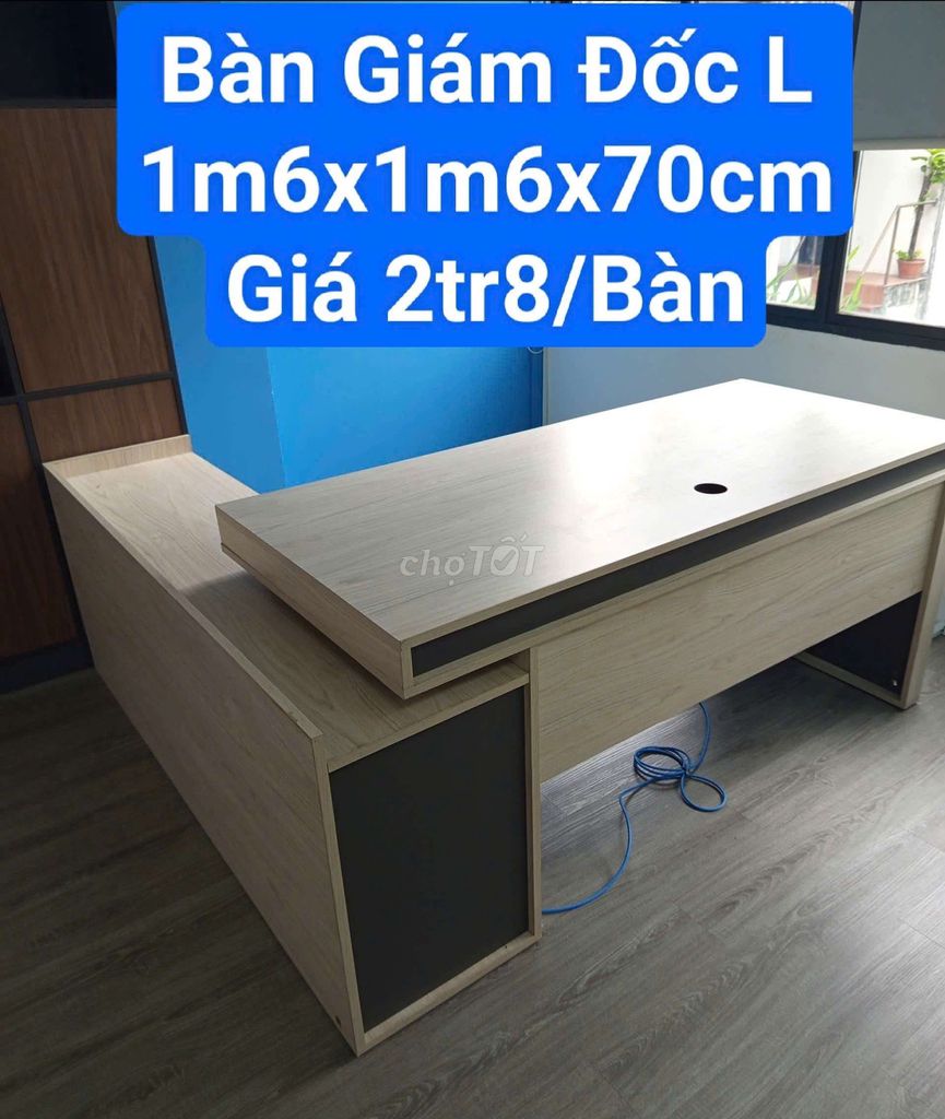 Bàn giám đốc Gỗ Chữ L 1m6x1m6x70cm. Mua bán Bàn ghế tại Quận Bình Thạnh Tp Hồ Chí Minh được đăng bởi Kho Thanh Lý Phú Nhàn hình 1