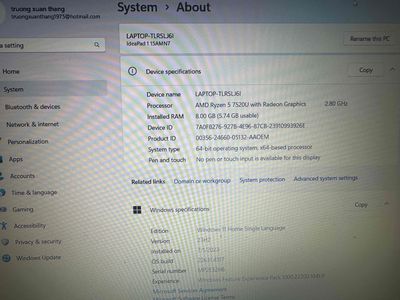 Lenovo IdeaPad 1 15AMN7 AMD Ryzen 5 8GB