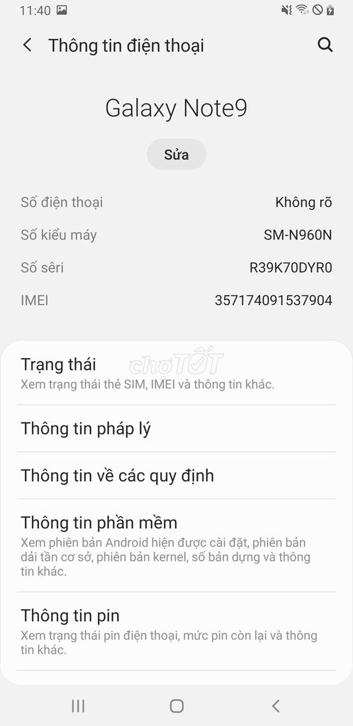 Samsung Galaxy Note 9 6/128GB. Mua bán Điện thoại tại Huyện Đông Anh Hà Nội được đăng bởi Đức hình 1