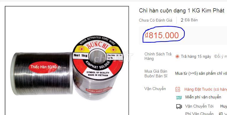 Chì hàn Kim Phát  Sun Chi 1kg/cuộn KP9