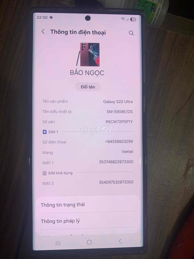 Samsung Galaxy S22 Ultra viet nam. Mua bán Điện thoại tại Huyện Mê Linh Hà Nội được đăng bởi Văn Hậu Lê hình 1