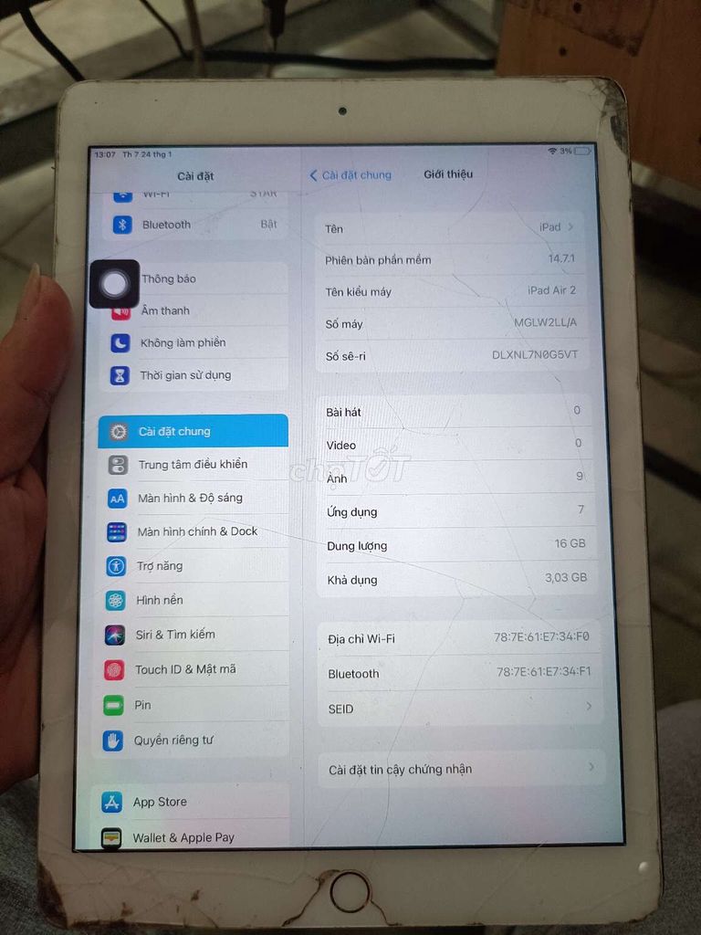 Apple iPad Air 2 16GB Bạc. Mua bán Máy tính bảng tại Thị xã Tân Uyên Bình Dương được đăng bởi phi trường mobile hình 1