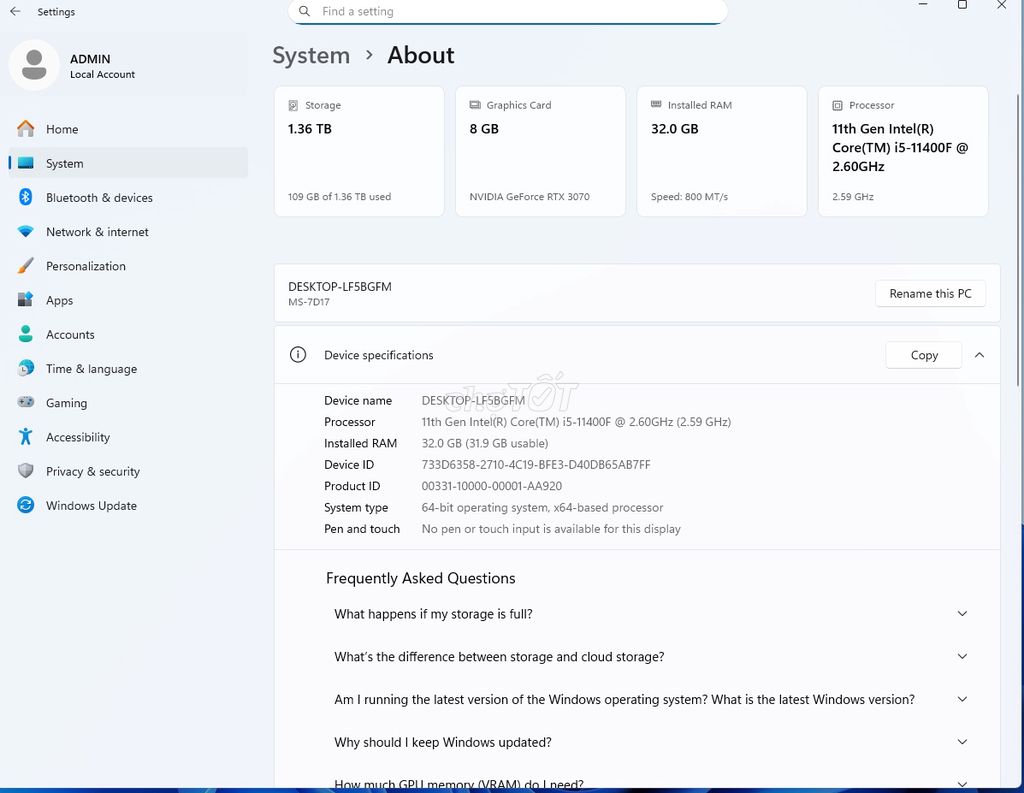 Máy tính để bàn i5-11400F RTX 3070. Mua bán Máy tính để bàn tại Huyện Duy Xuyên Quảng Nam được đăng bởi Tuấn Trà Lí hình 1