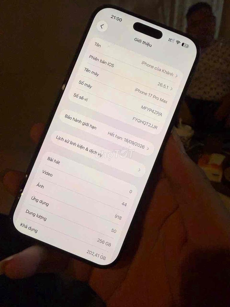 iPhone 17 Pro Max 256GB Đã thay vỏ, màn hình. Mua bán Điện thoại tại Huyện Tiên Lãng Hải Phòng được đăng bởi Mờ Rờ Khánh hình 1