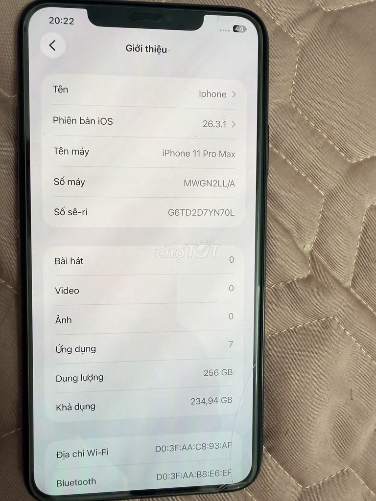 iPhone 11 Pro Max 256GB Xám Đã sử dụng. Mua bán Điện thoại tại Huyện Châu Phú An Giang được đăng bởi Tên chưa cung cấp hình 1