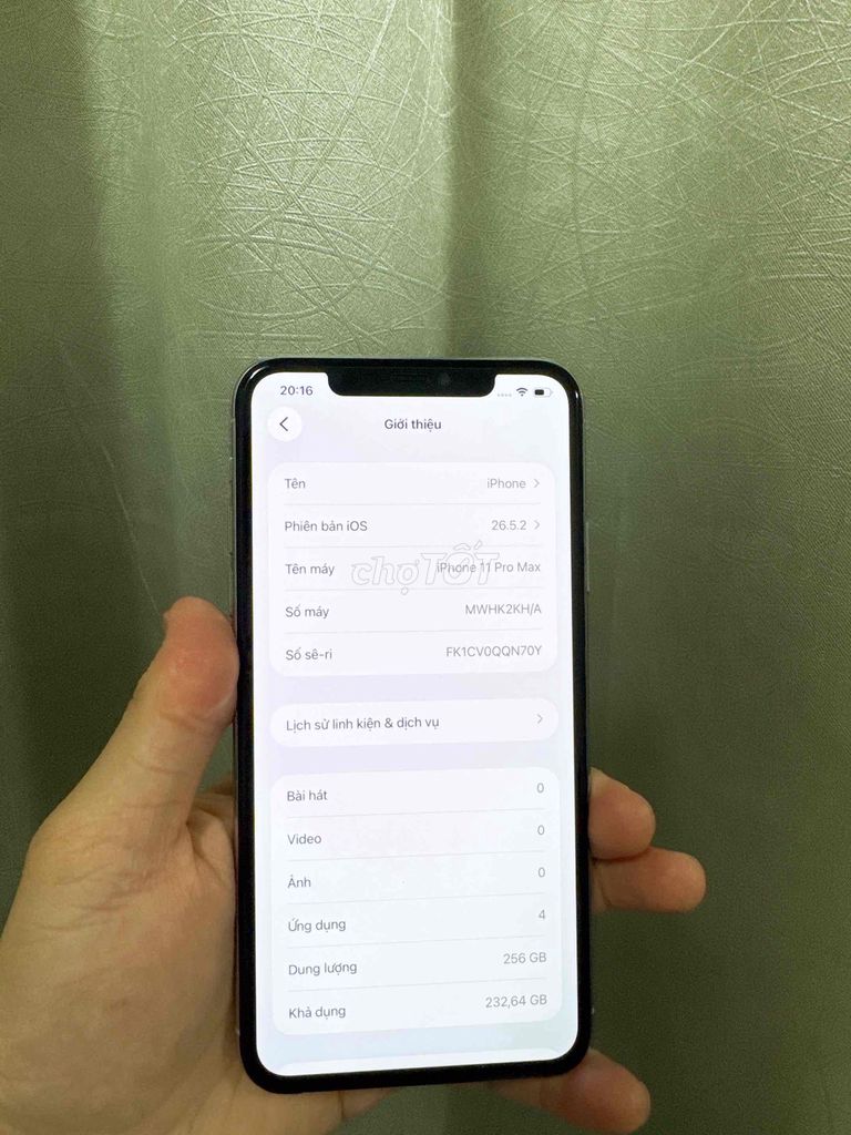 Apple iPhone 11 Pro Max 256GB Trắng. Mua bán Điện thoại tại Thành phố Đà Lạt Lâm Đồng được đăng bởi Quang Vinh hình 1